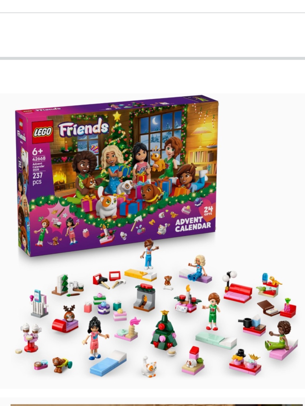 LEGO Friends 42668 Advent Calendar - Purple, Green, Red, White Playset